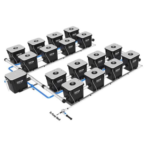Under Current XL &ndash; RDWC Hydroponics System &ndash; 8 Gallon, 25&Prime; Spacing - 16 Site, 4 Row
