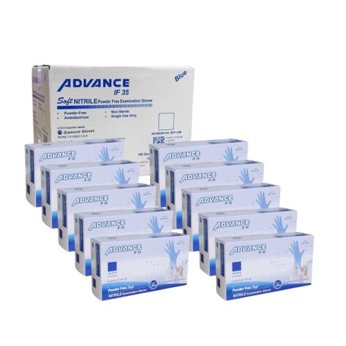 Diamond Gloves IF35 Powder Free Blue Nitrile Gloves 3.5 mil –S (1000/Cs)