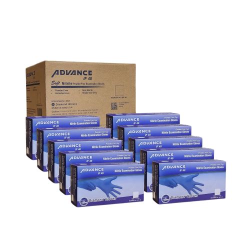 Gants en nitrile bleu sans poudre Diamond Gloves IF40 4 mil &ndash; L (1000/bo&icirc;te)