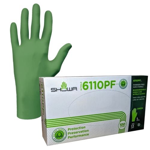Showa Biodegradable Glove Medium Green (100/Bx)