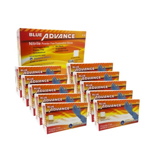 Diamond Gloves IF52 Powder Free Blue Nitrile Gloves 5 mil &ndash; M (1000/Cs)