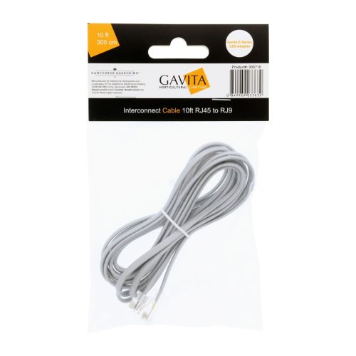 Gavita E-Series LED Adapter Interconnect Cable 10' RJ45 to RJ9