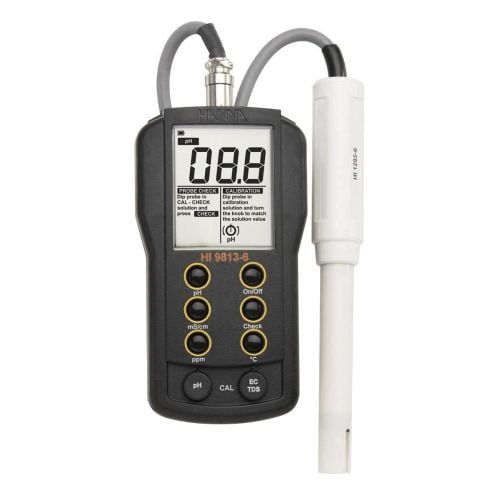 Hanna Portable pH/EC/TDS Temperature Meter W/CAL Check - HI9813-61