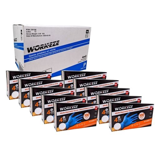 Work-Eze Nitrile Gloves Powder Free 4MIL - Blue Medium (1000/Cs)