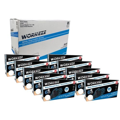 Work-Eze Nitrile Gloves Powder Free 6MIL - Black XX-Large (900/Cs)