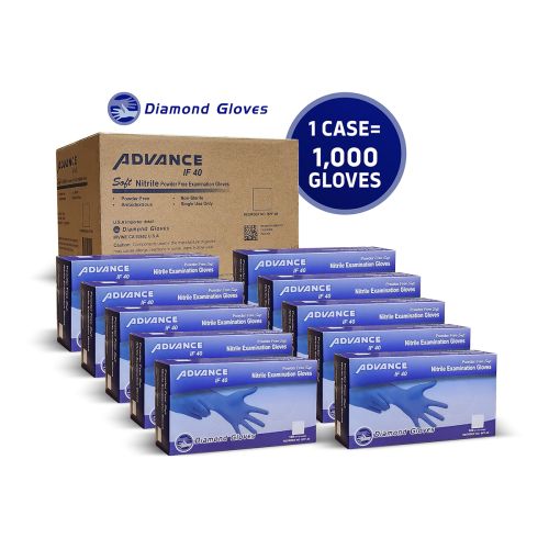 Diamond Gloves IF40 Powder Free Blue Nitrile Gloves 4 mil – XL (1000/Cs)