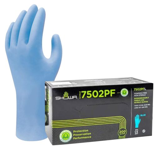 Showa Biodegradable Glove Medium Blue (200/Bx)