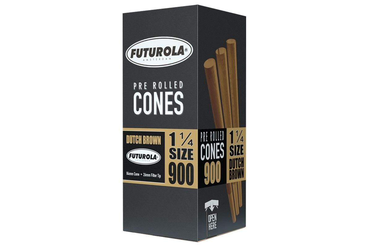 Futurola 11/4 Size 84/26 Brown Pre-Rolled Cones
