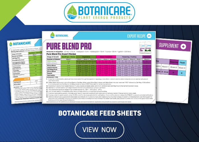 Botanicare Nutrients Feed Chart Schedule Image